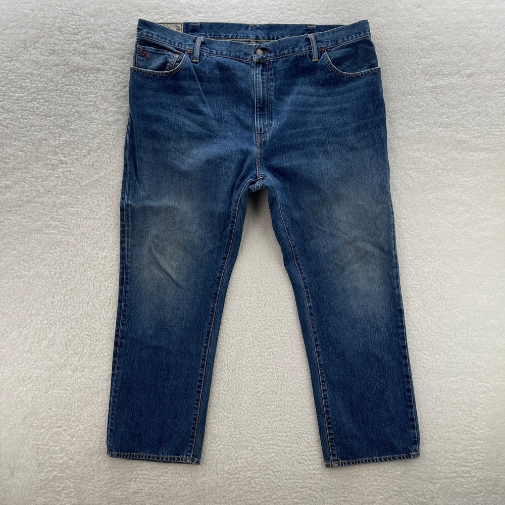 Polo Ralph Lauren Jeans Mens 44x30 Blue Hampton Relaxed Straight Denim Preppy